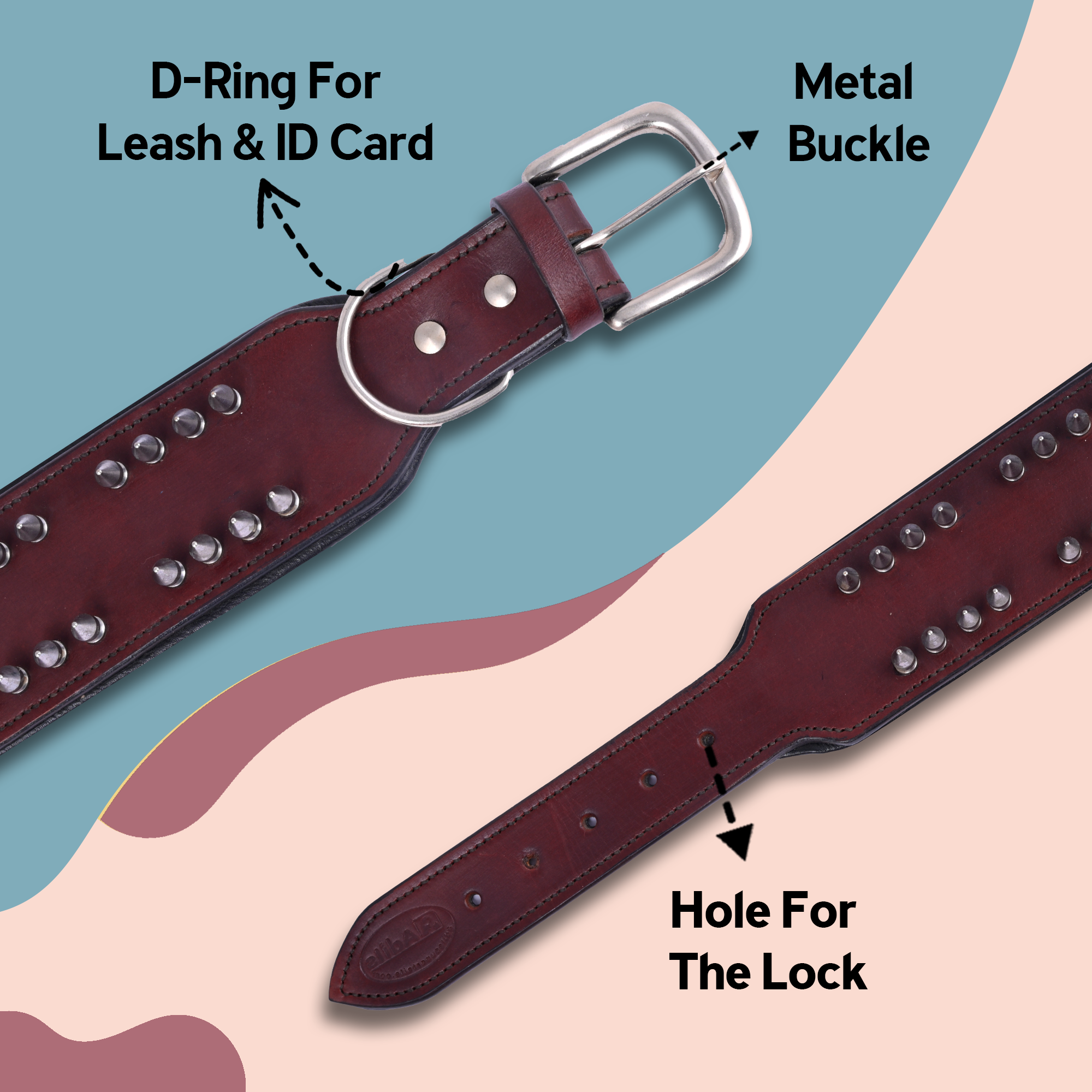 2-Inch Wide Spiked Leather Dog Collar for Pitbulls, Mastiffs, Street Hounds, and Huskies